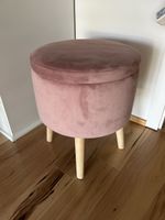 Pouf rose en velours avec rangement - super état !