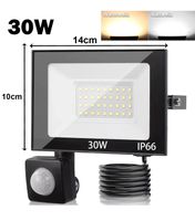 +LED Fluter 1x 30 w led mit Bewegungsmelder