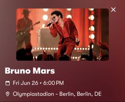 4 Sitzplätze Bruno Mars Konzert Berlin 26.6.26 18:00
