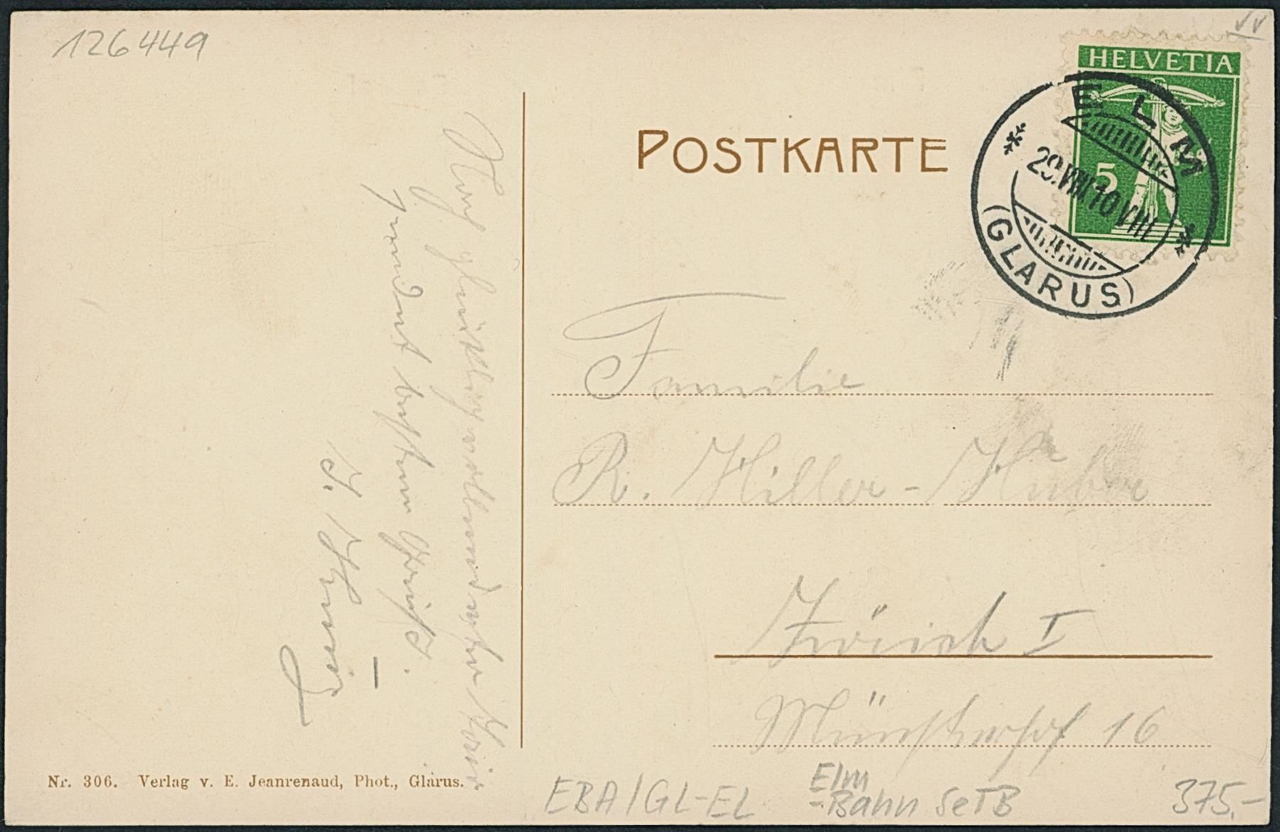 Cartoline postali: GL Elm - Bahnhof - Bahn SeTB – Usato da Schindellegi venduto da Jonathan77 1