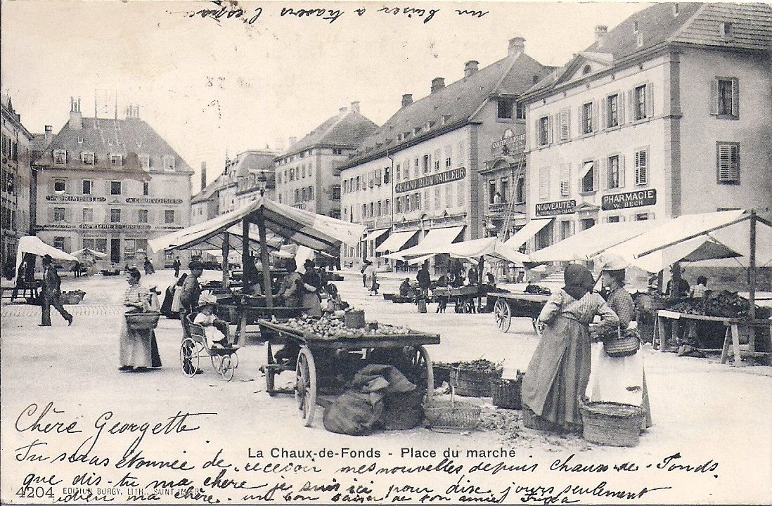 Ansichtskarten: CHAUX-de-FONDS, place du marché – Gebraucht aus Les Verrières von Scampi0