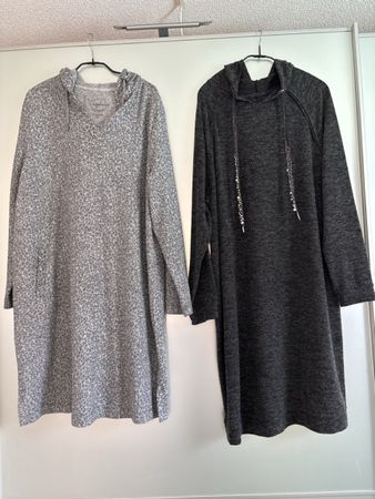 Kapuzenkleider Damen 2er Set Grau Leo Dunkelgrau Grösse L