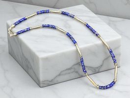Unikat 💎 Lapislazuli und antikes Silber Halskette - Neu