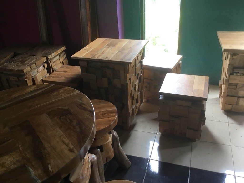 Tischset: SET Sitzgruppe Hocker Tisch Teak Holz Sitzmöbel Garnitur – Neu und originalverpackt aus Daisendorf von Wohn-Kult 1
