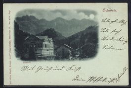 Mondschein-AK Rossfall, Gasthaus gegen d