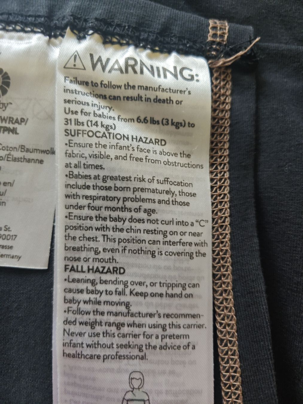 Ergobaby Marsupi portabebè: Ergobaby elastisches Tragetuch, Braun/Schwarz, Modell Wrap – Usato da St. Gallen venduto da nicolu 1