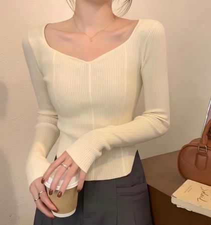Bershka Beige Knit Top, Size S