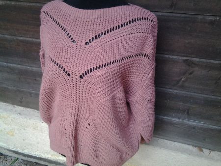Pull Zebra avec mailles ajourées, taille L vieux rose