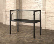 Glasvitrine Theke, LED, Schwarz (B.120cmxT.60cmxH.105cm)