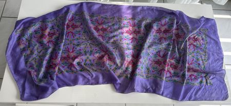 Scarf purple patterned silk blend good condition