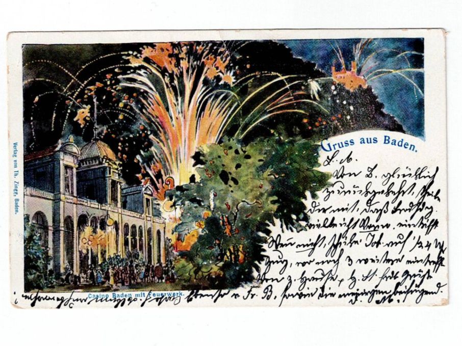 Cartoline postali: Schweiz, 3 Ansichtskarten Gruss aus Baden, Baden 1901 – Usato da Hinteregg venduto da McCharly01 5