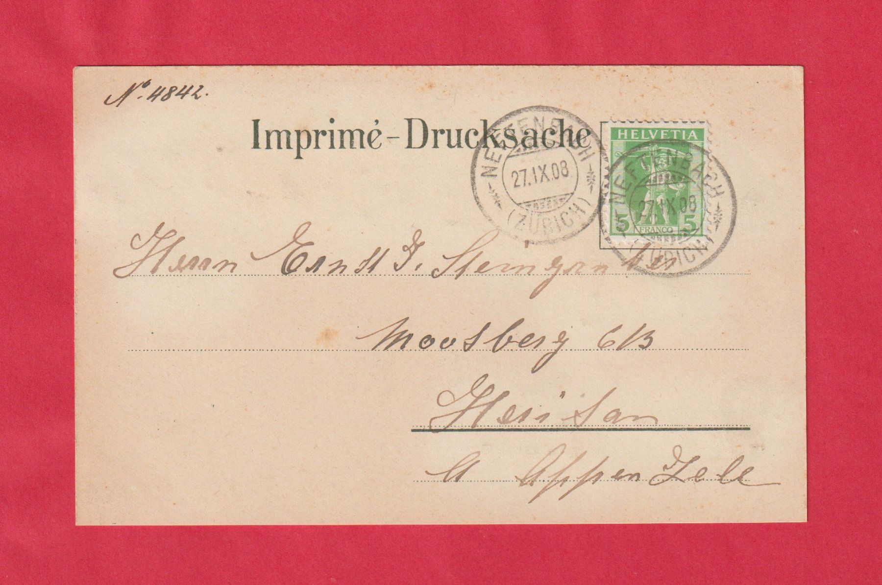 Cartoline postali: Gruss aus Neftenbach 4-Bild Farb-Litho mit Glitzer – Usato da Zürich venduto da Gill46 1