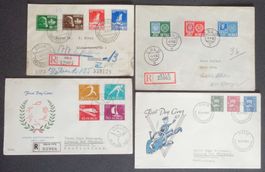 NORGE: 8 enveloppes FDC, 1941 à 1969