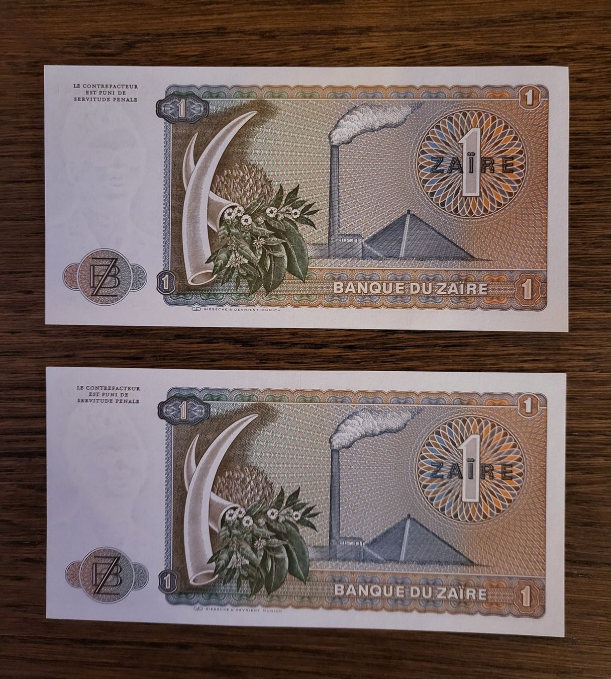 Banconote: 2x 1 Zaire Banknote von 1979 – Usato da Sonceboz-Sombeval venduto da ant_cd5j 1