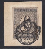 1843 Zürich 6 Rp 2W Type II Attest Kimmel Zu. 2W Briefstück