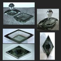 Schmuckdose/ Schatulle, aus Kristallglas ART DECO, mit Decke