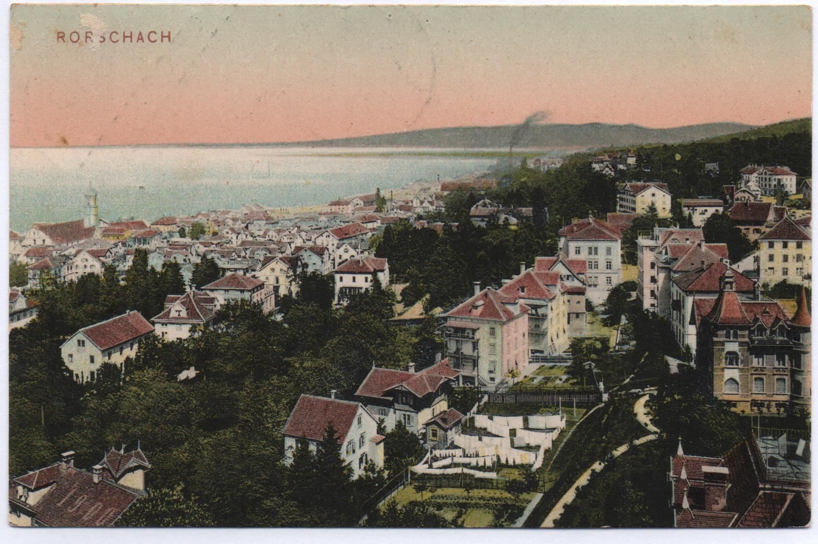 Cartoline postali: RORSCHACH No. 1906 Stabstempel Rorschach – Usato da Jona venduto da philajona