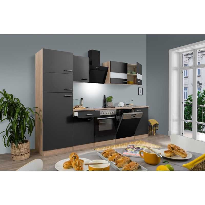 Cucine complete: 707 - Küchenzeile Küchenblock Küche 280cm Eiche/Sägerau/Grau – Nuovo e nell'imballaggio originale da Wallenwil venduto da toesstalvertrieb 2