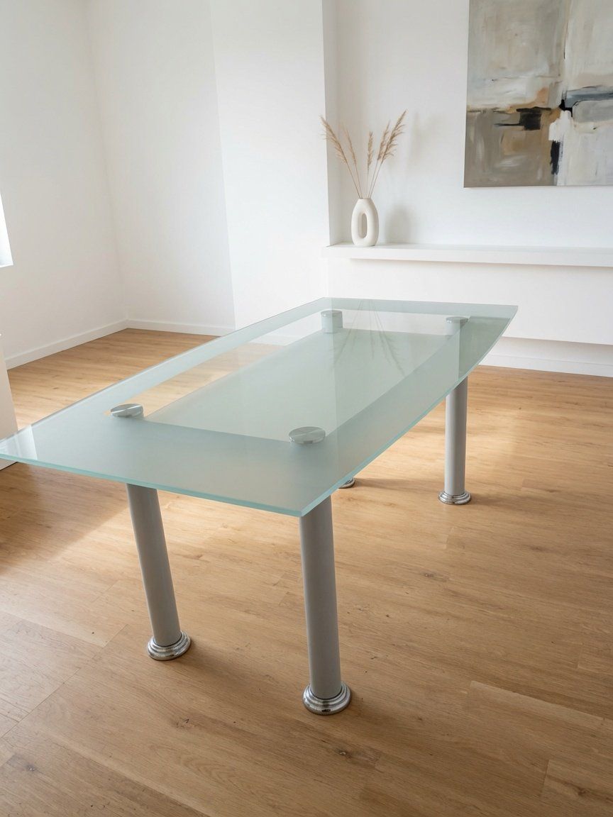 Tische: Moderner Glas Esstisch mit Metallbeinen – Gebraucht aus Zug von HandyAndy2011 3