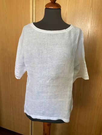 120 % Lino - Bluse Leinen Lochmuster Gr. M