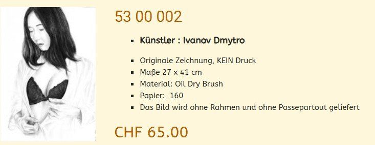 Dipinti: Liquidation !  Original Akt Gemälde,  53 00 002 – Nuovo (secondo la descrizione) da Hagenbuch ZH venduto da Art-Agency 1
