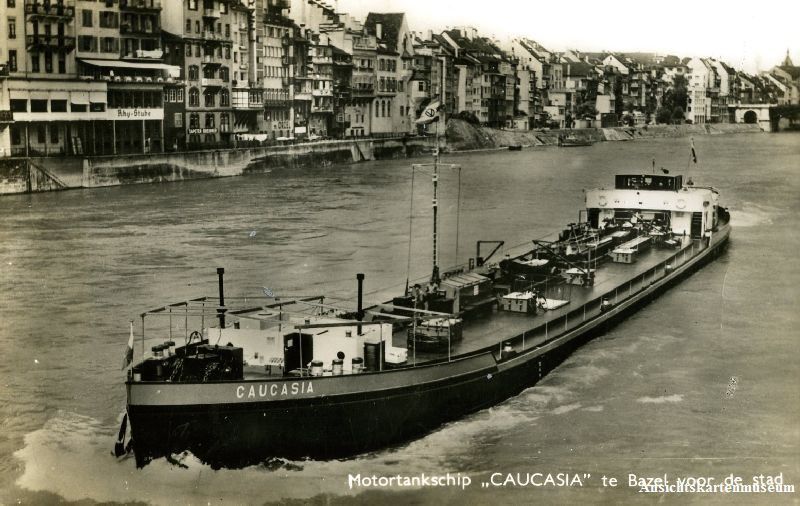 Cartoline postali: Basel - Rheinschifffahrt CAUCASIA c1955 – Usato da Emmenbrücke venduto da teestube