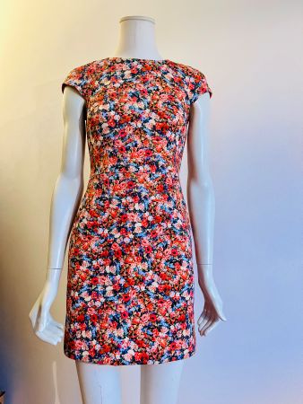 Zara Woman Etuikleid Blumenprint Gr. S Stretch Cap sleeves
