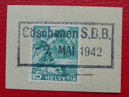 BAHNPOST: Göschenen SBB URI 1942, sehr sauber Entwertung !