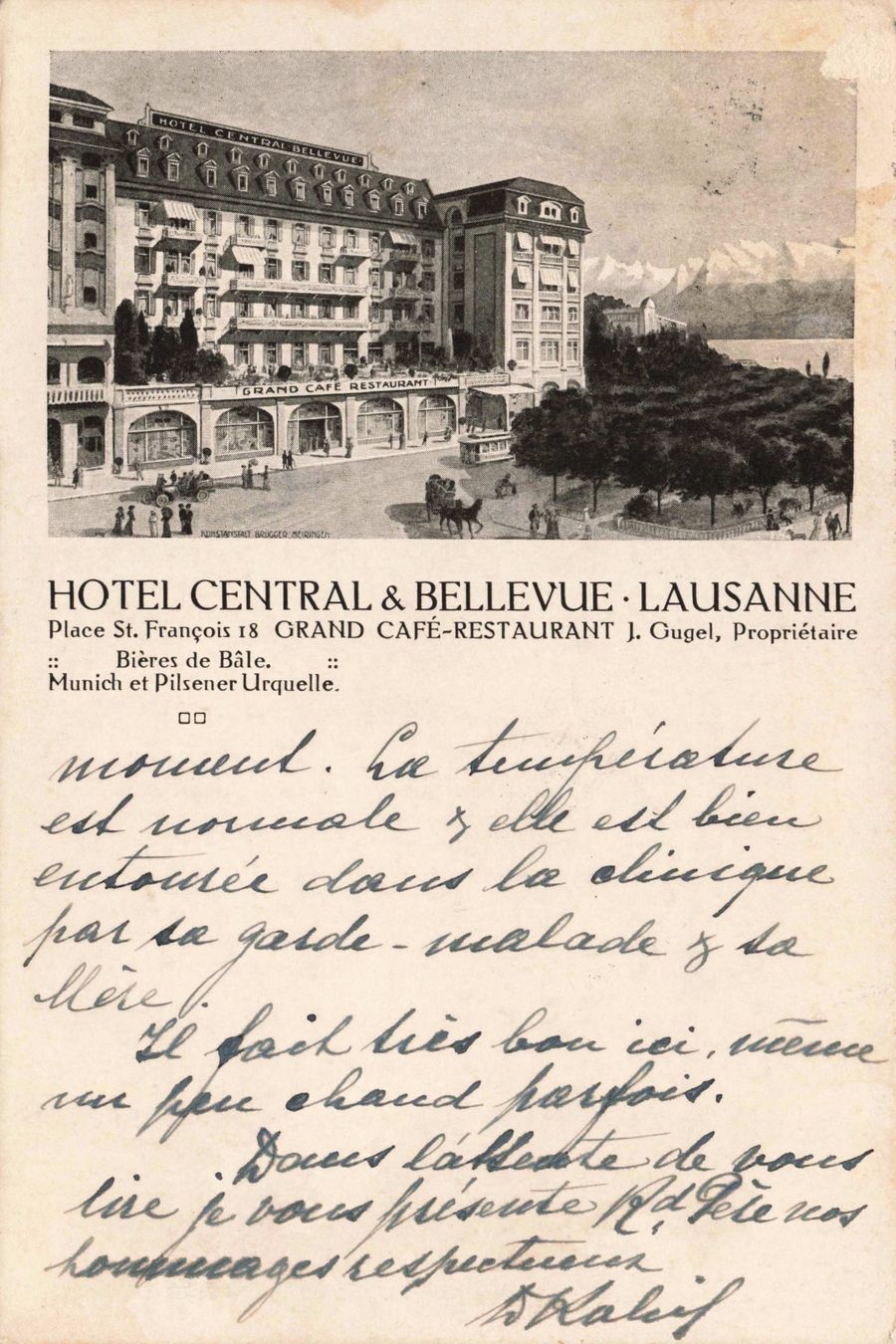 Cartoline postali: Hotel central bellevue lausanne – Usato da Biasca venduto da Blenio71
