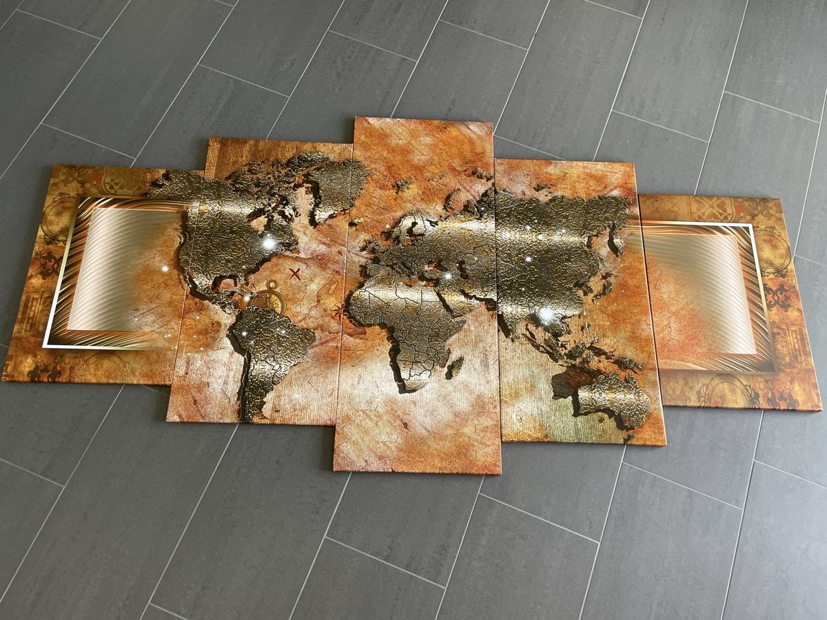 Poster & Bilder: Leinwand Wandbild Weltkarte – Gebraucht aus Felsberg von jan_75wn