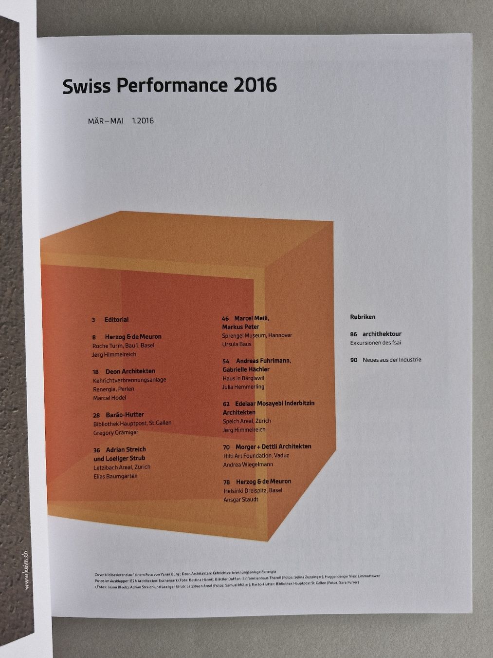 Riviste & Magazine: Archithese - Swiss Performance Architektur , Herzog,  Meil – Nuovo (secondo la descrizione) da Zürich venduto da Secretariat11 1