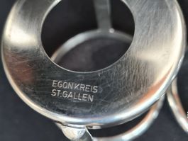 2 Teetassenhalter Metall  6 & 6.5 cm,  alt EgonKreis SG