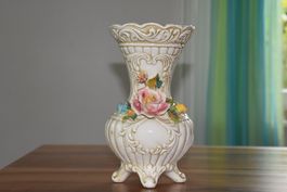 Vase Keramik Bassano mit Blumendekor Porzellan aus ITALIEN
