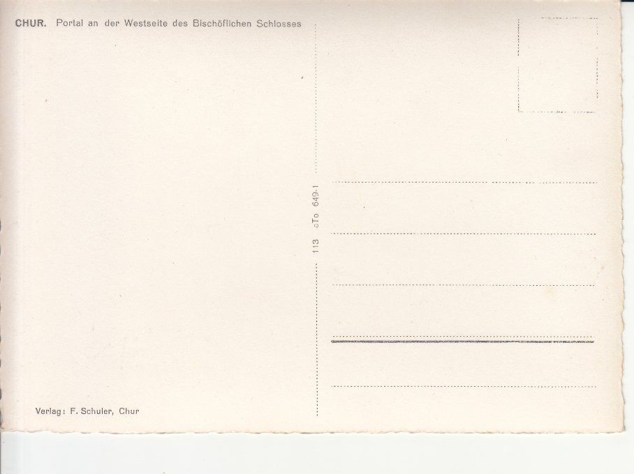 Cartoline postali: Chur Portal Schloss ca. 1950 – Usato da Bürglen TG venduto da StampGraf 1