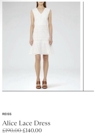 REISS Alice Lace Dress Weiss Damenmode Grösse M