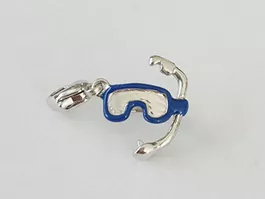 Silber 925 Charm Schnorcheln & Tauchen, detailreich - Neu