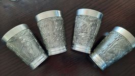 4 Stk. Zinnbecher Vintage, neu