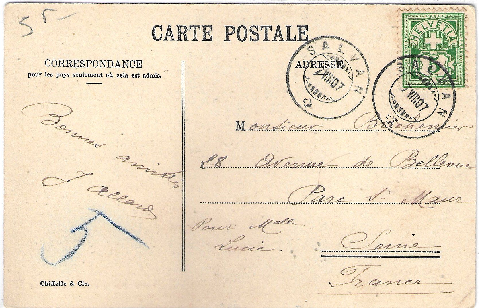 Cartoline postali: Sur le chemin d'Emaney - animee – Usato da Ettingen venduto da Kartenplanet 1