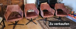 4 Stühle Samtbezug drehbar rostrot gebraucht Zustand