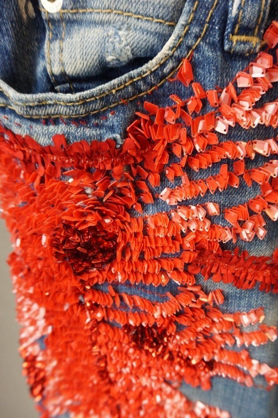 Jeans: Dsquared2 Jeans Rote Pailletten Gr. 34 – Usato da Oberglatt ZH venduto da Hero1512 3