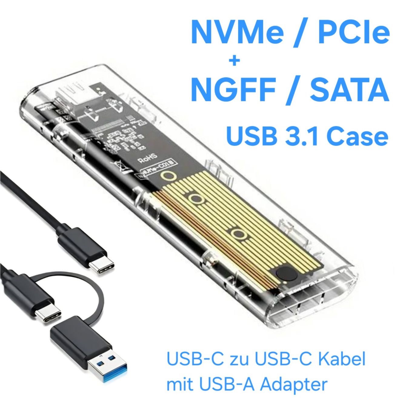 Dischi rigidi: M.2 NVMe PCIe & NGFF SATA SSD USB 3.1 Gehäuse external Case – Nuovo e nell'imballaggio originale da Uster venduto da -FPS-
