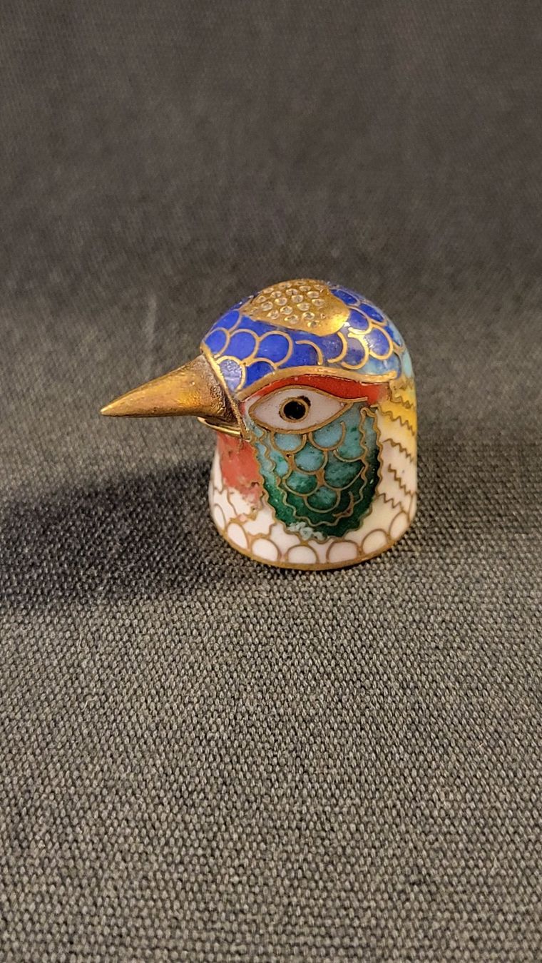 Statuette: Cloisonne-Fingerhut Vogel – Usato da Basel venduto da spinne02