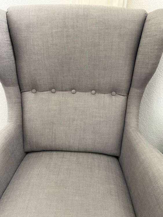 Ohrensessel Mit Hocker Im Landhaus-Stil - Cord Bezug Gold Ockergelb 90x98x76cm