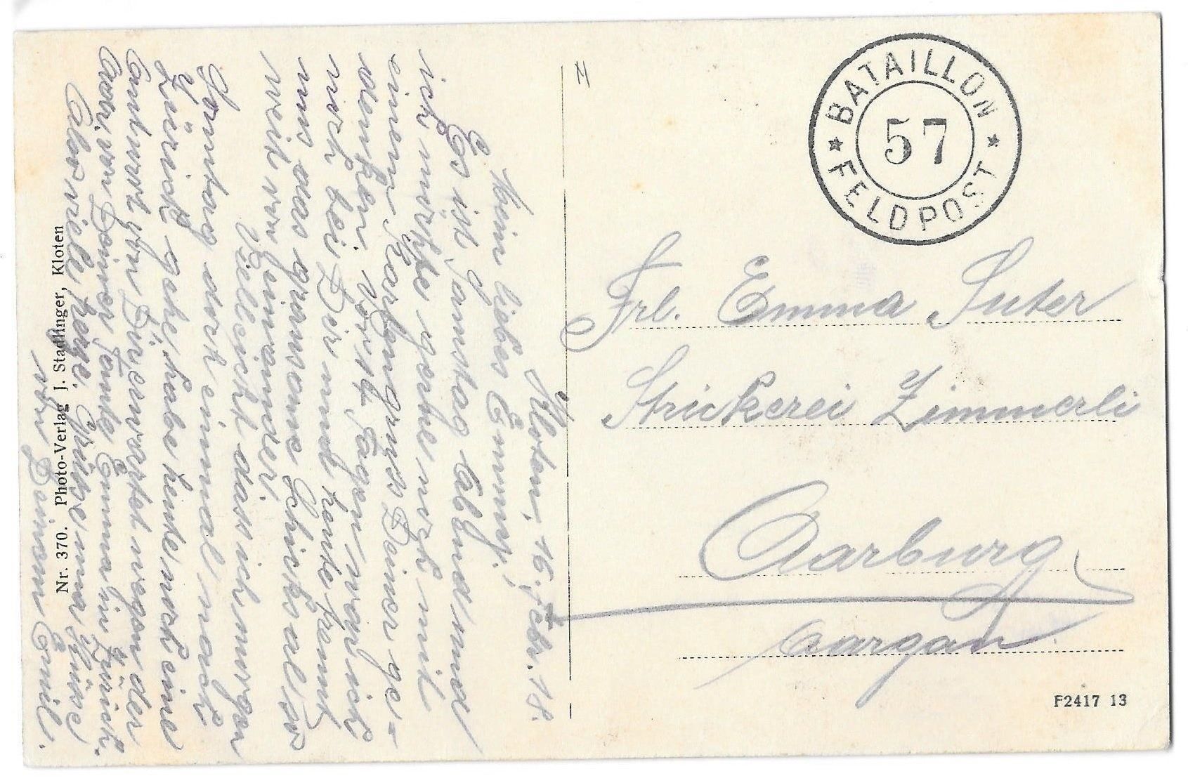 Ansichtskarten: Kloten Bahnhofquartier coloriert Feldpoststempel – Gebraucht aus Olten von clotaldi 1