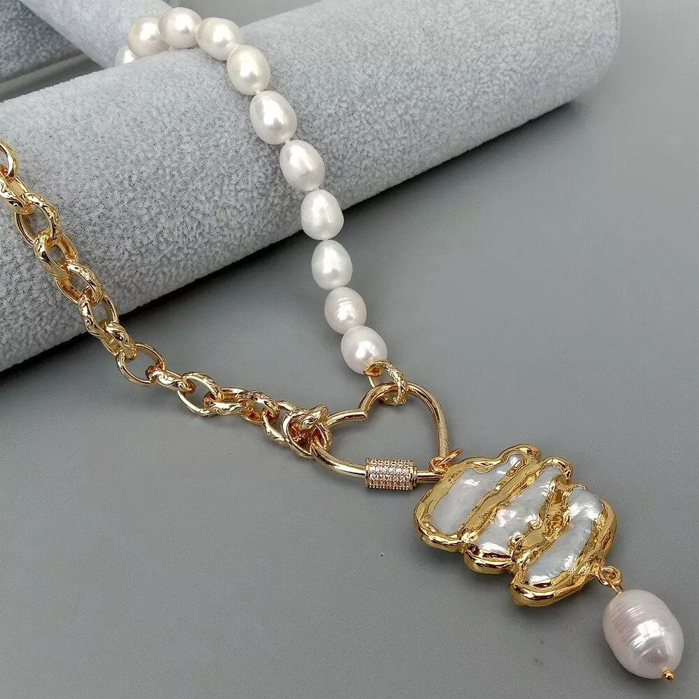Catenine: Lua Design Herz Perlen Halskette Collier Perle Biwa 48 cm – Nuovo (secondo la descrizione) da Prilly venduto da ilyria73 2