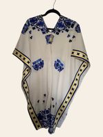 Schickes Damen Ponchomit blauem Print, Einheitsgröße