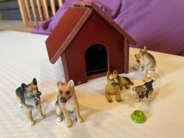 Schleich Hunde und Hundehütte