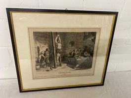 Antiker Druck "Christen Folter" gerahmt