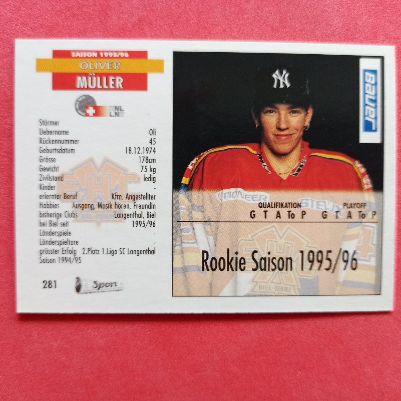 Sammelbilder & Trading cards: Oliver Müller - EHC BIEL CARD - 1995/96 – Gebraucht aus Dübendorf von kb86_MOVIE 1
