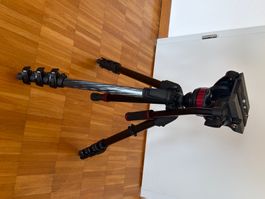 Trépied Manfrotto avec rotule vidéo, état neuf